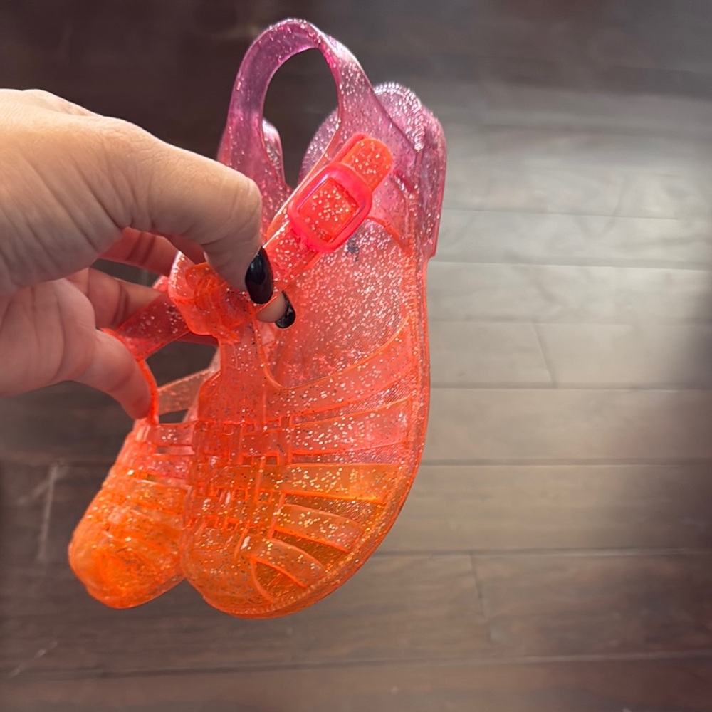 Sparkly Pink and Orange Jelly Sandals